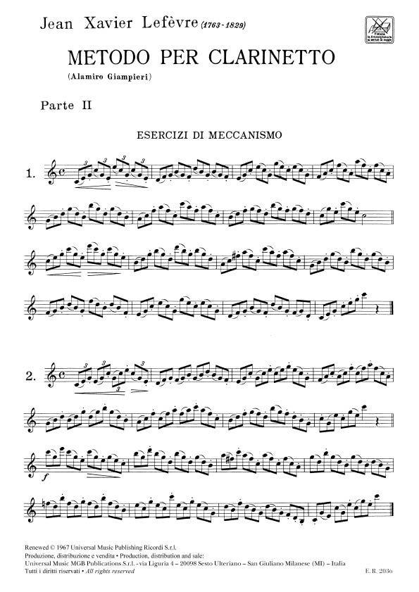 Metodo Per Clarinetto - Vol. II - Ed. A. Giampieri - cvičení pro klarinet